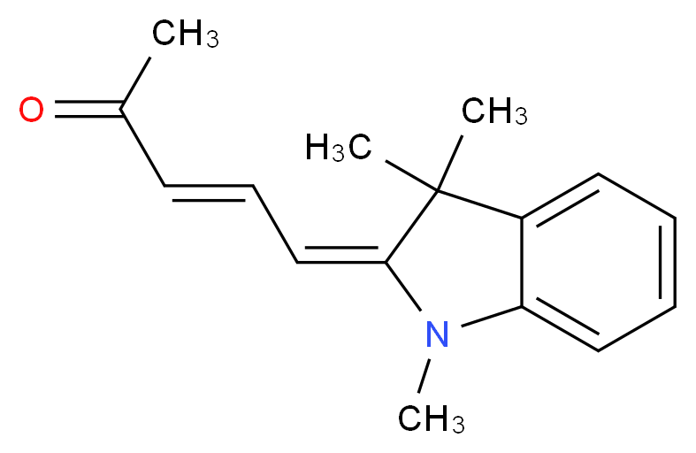(3E,5E)-5-(1,3,3-Trimethyl-2-indolinylidene)-3-penten-2-one_分子结构_CAS_53704-20-4)