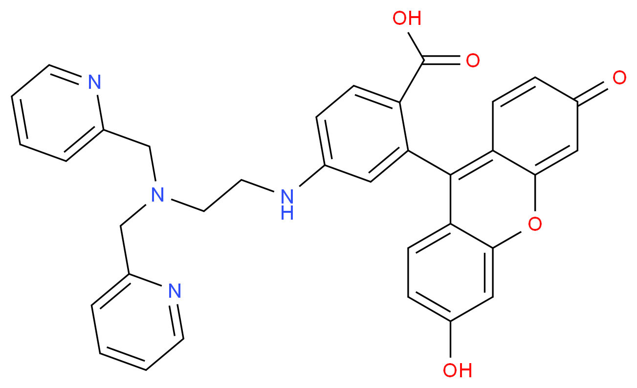 4-({2-[bis(pyridin-2-ylmethyl)amino]ethyl}amino)-2-(6-hydroxy-3-oxo-3H-xanthen-9-yl)benzoic acid_分子结构_CAS_321859-11-4