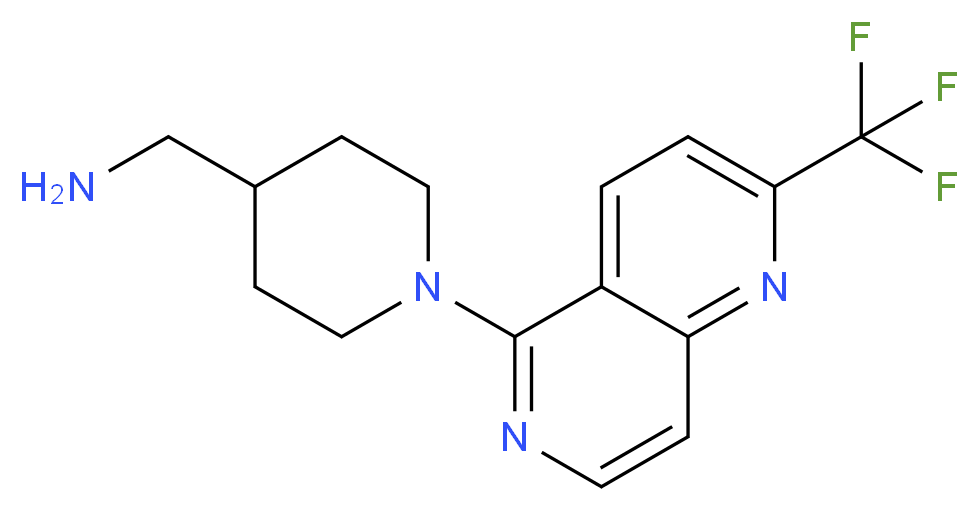 1-{1-[2-(Trifluoromethyl)-1,6-naphthyridin-5-yl]-piperidin-4-yl}methanamine_分子结构_CAS_909644-98-0)