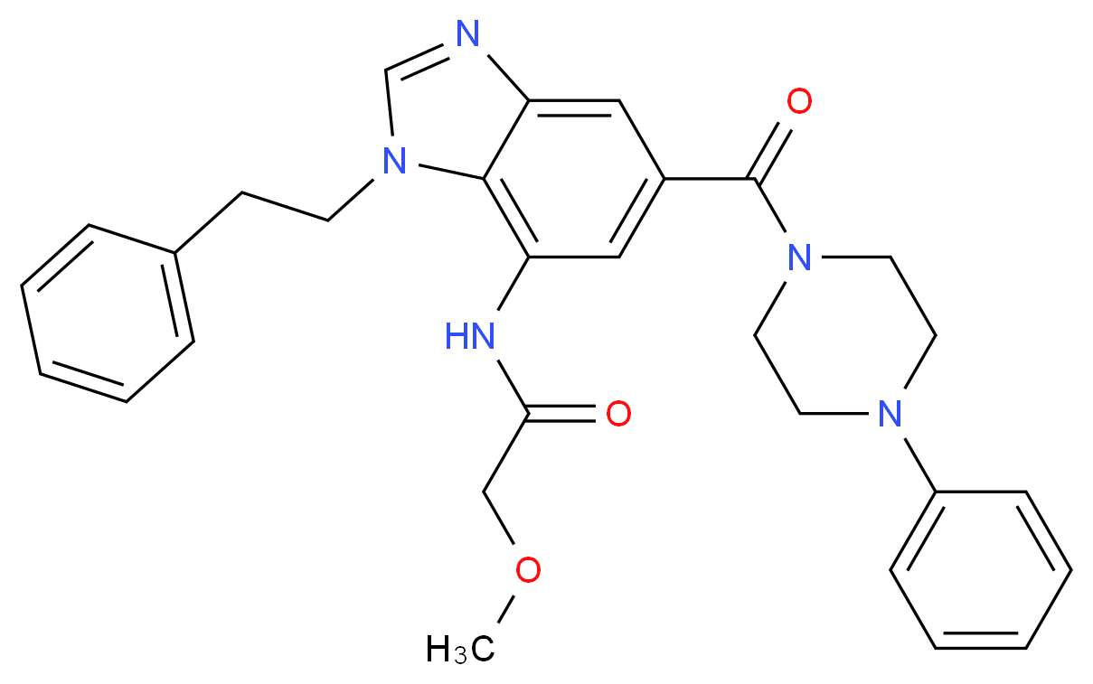 2-methoxy-N-{1-(2-phenylethyl)-5-[(4-phenyl-1-piperazinyl)carbonyl]-1H-benzimidazol-7-yl}acetamide_分子结构_CAS_)