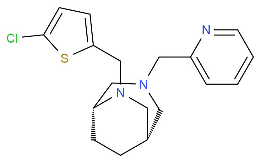 (1S*,5R*)-6-[(5-chloro-2-thienyl)methyl]-3-(2-pyridinylmethyl)-3,6-diazabicyclo[3.2.2]nonane_分子结构_CAS_)