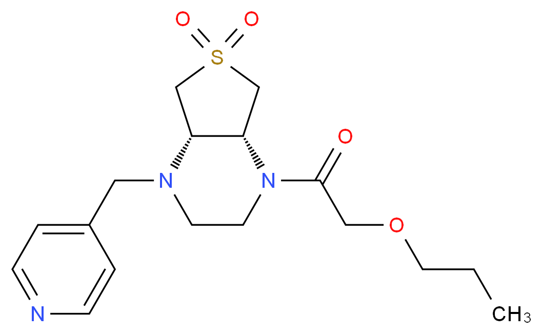 (4aS*,7aR*)-1-(propoxyacetyl)-4-(4-pyridinylmethyl)octahydrothieno[3,4-b]pyrazine 6,6-dioxide_分子结构_CAS_)