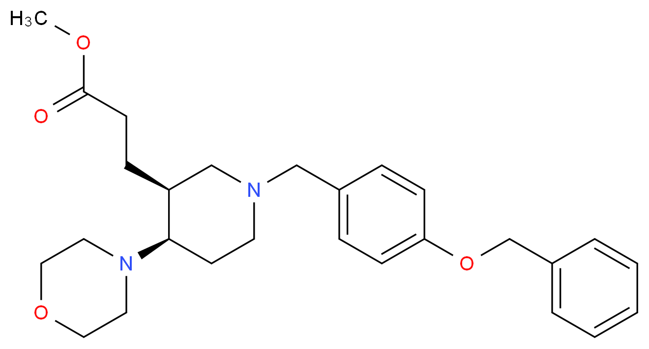 methyl 3-[(3S*,4R*)-1-[4-(benzyloxy)benzyl]-4-(4-morpholinyl)-3-piperidinyl]propanoate_分子结构_CAS_)