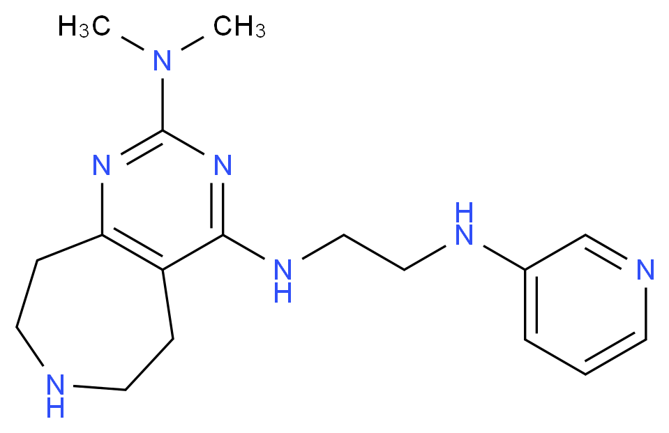N~2~,N~2~-dimethyl-N~4~-[2-(pyridin-3-ylamino)ethyl]-6,7,8,9-tetrahydro-5H-pyrimido[4,5-d]azepine-2,4-diamine_分子结构_CAS_)