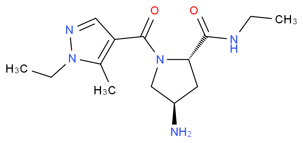 (4R)-4-amino-N-ethyl-1-[(1-ethyl-5-methyl-1H-pyrazol-4-yl)carbonyl]-L-prolinamide_分子结构_CAS_)