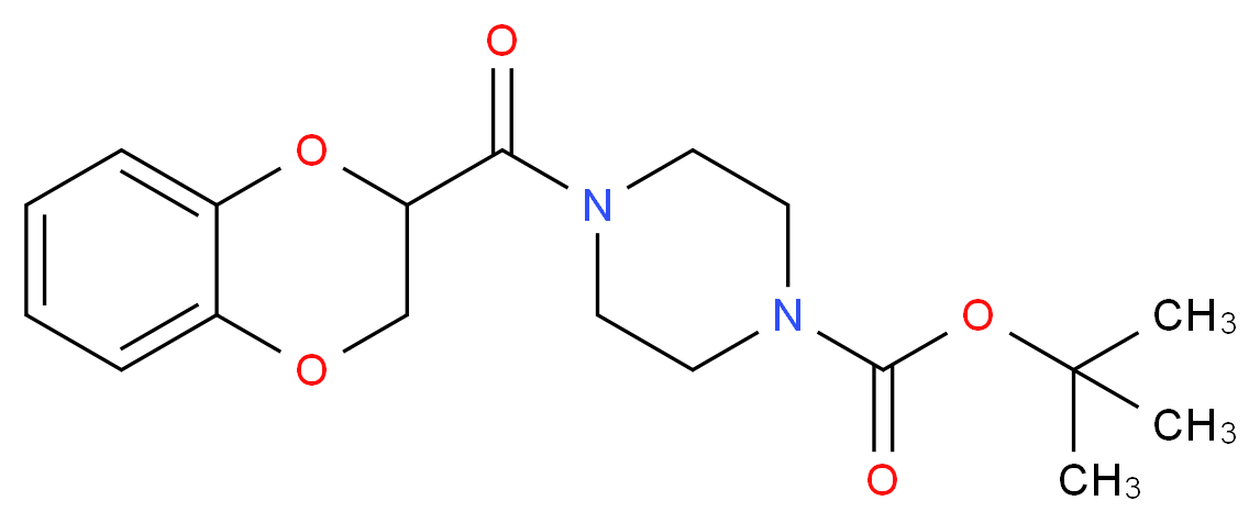 tert-butyl 4-(2,3-dihydro-1,4-benzodioxine-2-carbonyl)piperazine-1-carboxylate_分子结构_CAS_1076199-22-8