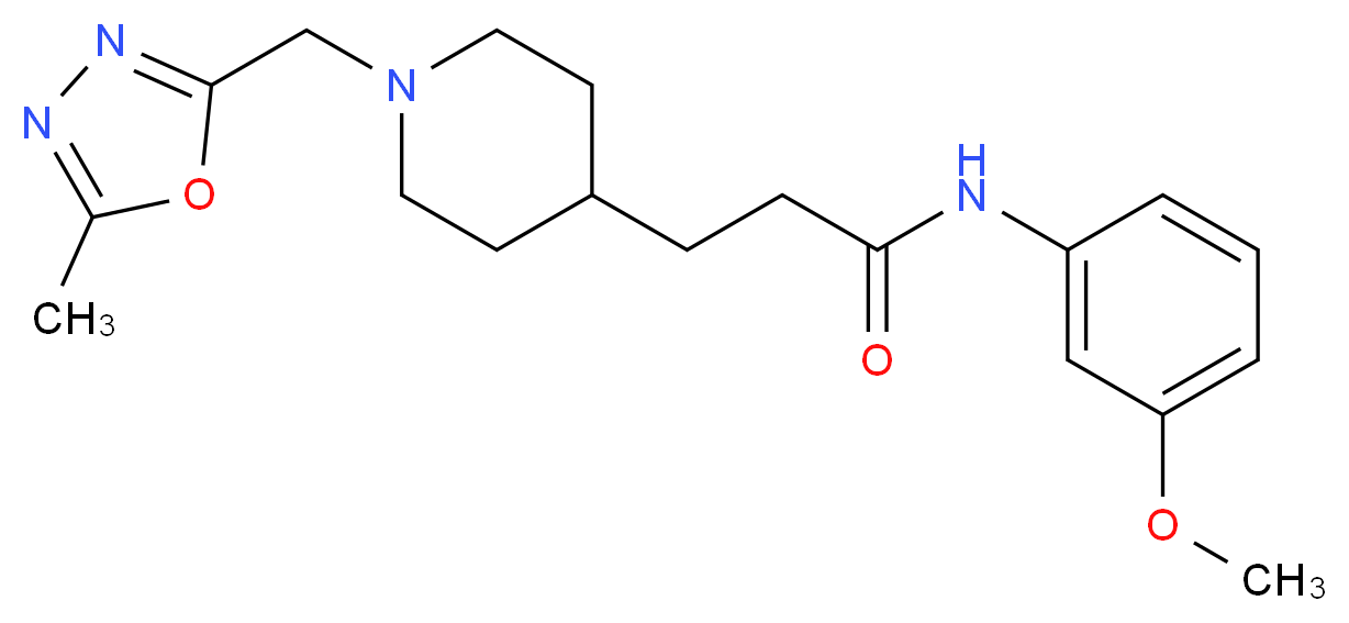 N-(3-methoxyphenyl)-3-{1-[(5-methyl-1,3,4-oxadiazol-2-yl)methyl]piperidin-4-yl}propanamide_分子结构_CAS_)
