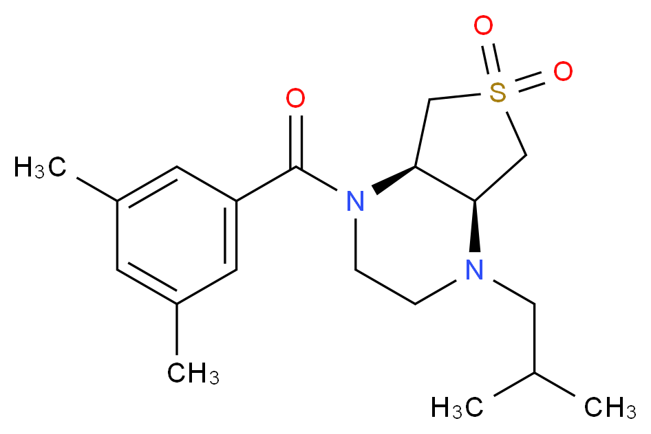 (4aS*,7aR*)-1-(3,5-dimethylbenzoyl)-4-isobutyloctahydrothieno[3,4-b]pyrazine 6,6-dioxide_分子结构_CAS_)