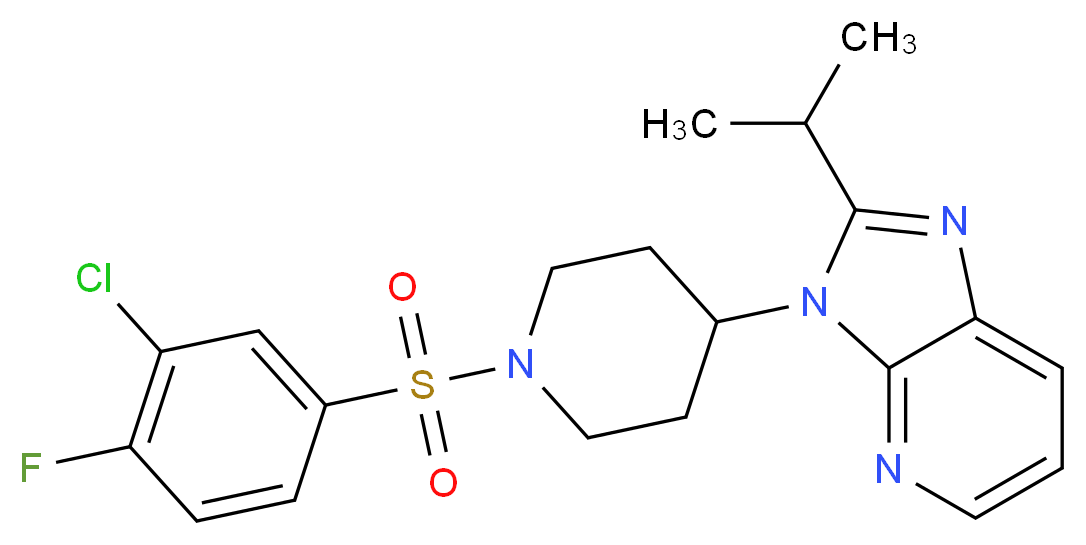 3-{1-[(3-chloro-4-fluorophenyl)sulfonyl]-4-piperidinyl}-2-isopropyl-3H-imidazo[4,5-b]pyridine_分子结构_CAS_)