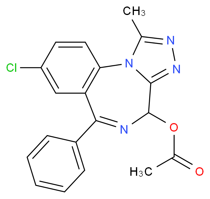 12-chloro-3-methyl-9-phenyl-2,4,5,8-tetraazatricyclo[8.4.0.0<sup>2</sup>,<sup>6</sup>]tetradeca-1(10),3,5,8,11,13-hexaen-7-yl acetate_分子结构_CAS_30896-67-4