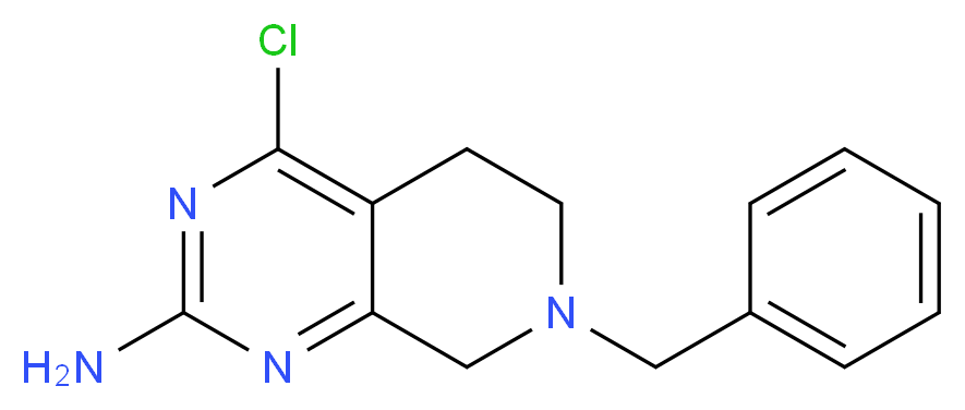 7-benzyl-4-chloro-5H,6H,7H,8H-pyrido[3,4-d]pyrimidin-2-amine_分子结构_CAS_859825-79-9