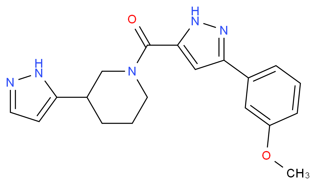 1-{[3-(3-methoxyphenyl)-1H-pyrazol-5-yl]carbonyl}-3-(1H-pyrazol-5-yl)piperidine_分子结构_CAS_)
