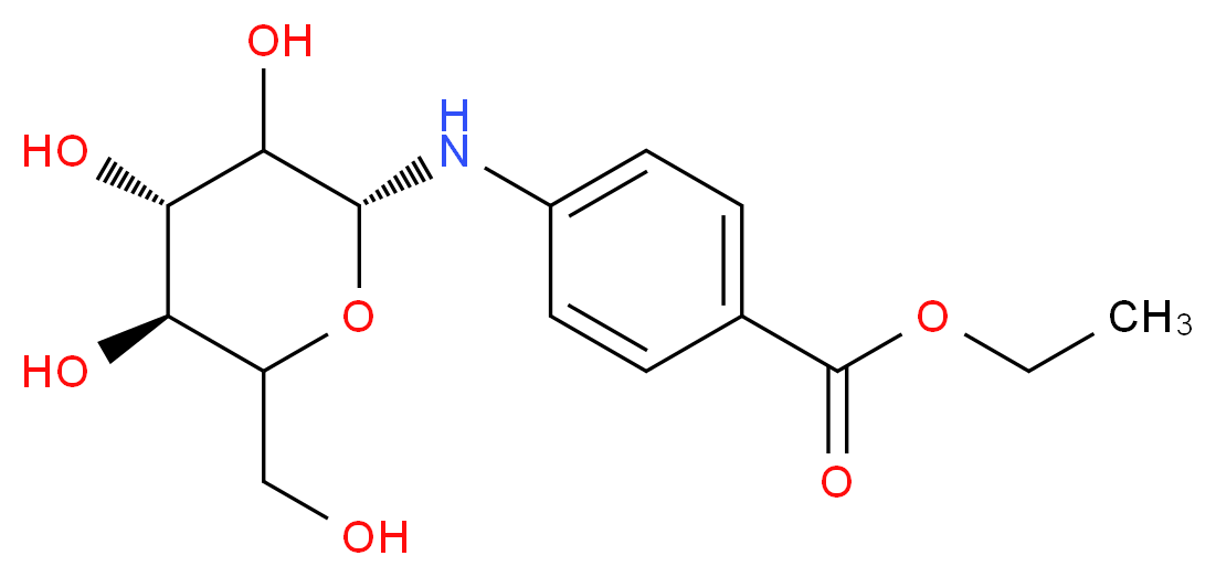 ethyl 4-{[(2R,4S,5S)-3,4,5-trihydroxy-6-(hydroxymethyl)oxan-2-yl]amino}benzoate_分子结构_CAS_28315-50-6