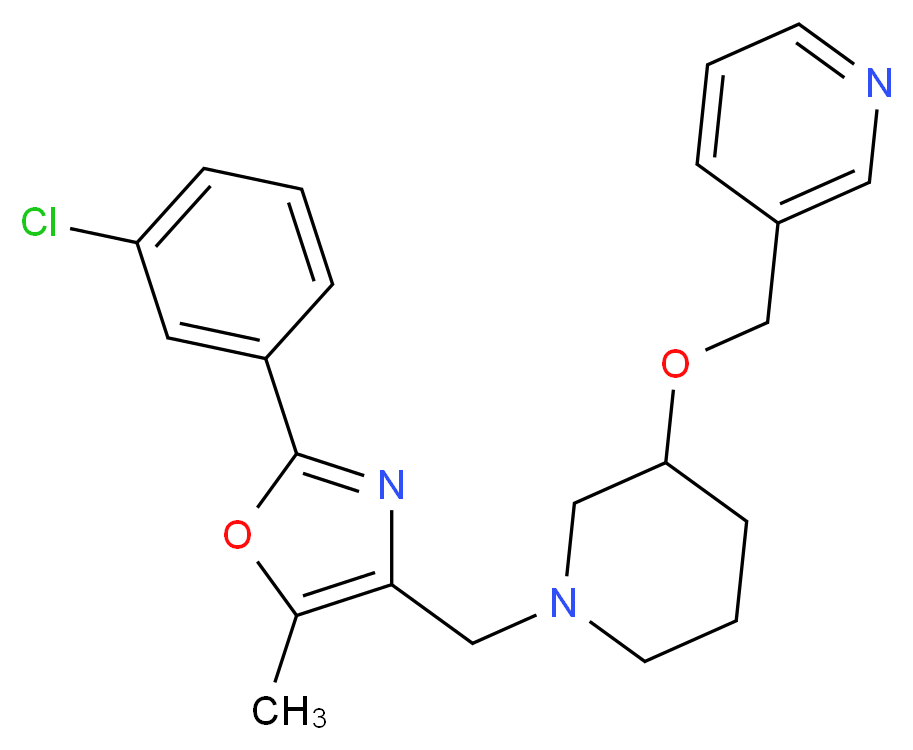 3-{[(1-{[2-(3-chlorophenyl)-5-methyl-1,3-oxazol-4-yl]methyl}-3-piperidinyl)oxy]methyl}pyridine_分子结构_CAS_)