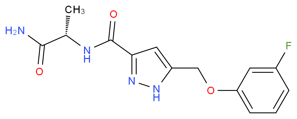 N-[(1S)-2-amino-1-methyl-2-oxoethyl]-5-[(3-fluorophenoxy)methyl]-1H-pyrazole-3-carboxamide_分子结构_CAS_)