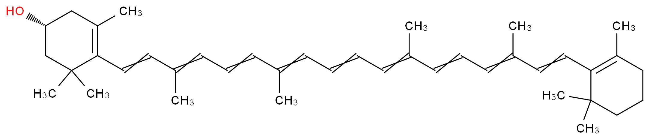 (1R)-3,5,5-trimethyl-4-[3,7,12,16-tetramethyl-18-(2,6,6-trimethylcyclohex-1-en-1-yl)octadeca-1,3,5,7,9,11,13,15,17-nonaen-1-yl]cyclohex-3-en-1-ol_分子结构_CAS_472-70-8