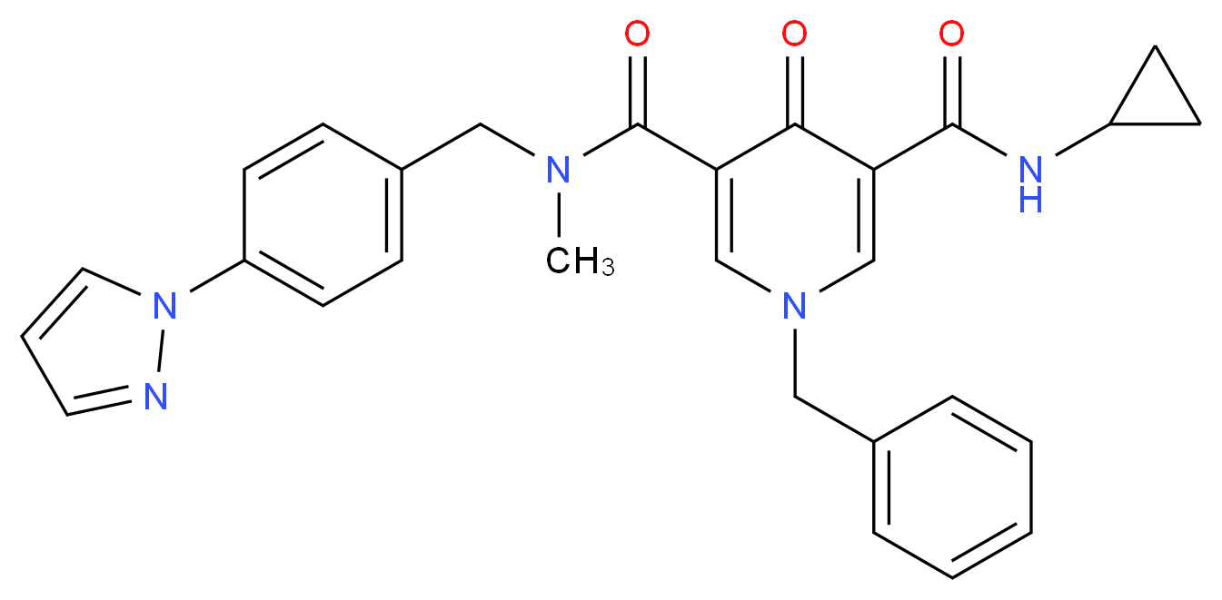 1-benzyl-N'-cyclopropyl-N-methyl-4-oxo-N-[4-(1H-pyrazol-1-yl)benzyl]-1,4-dihydro-3,5-pyridinedicarboxamide_分子结构_CAS_)