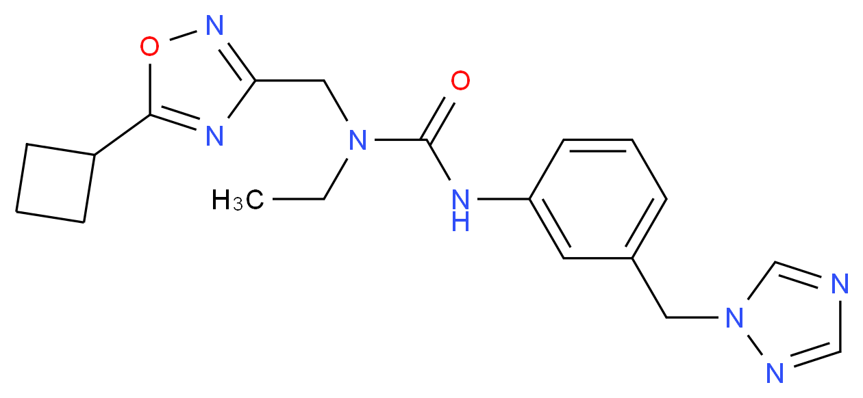 N-[(5-cyclobutyl-1,2,4-oxadiazol-3-yl)methyl]-N-ethyl-N'-[3-(1H-1,2,4-triazol-1-ylmethyl)phenyl]urea_分子结构_CAS_)