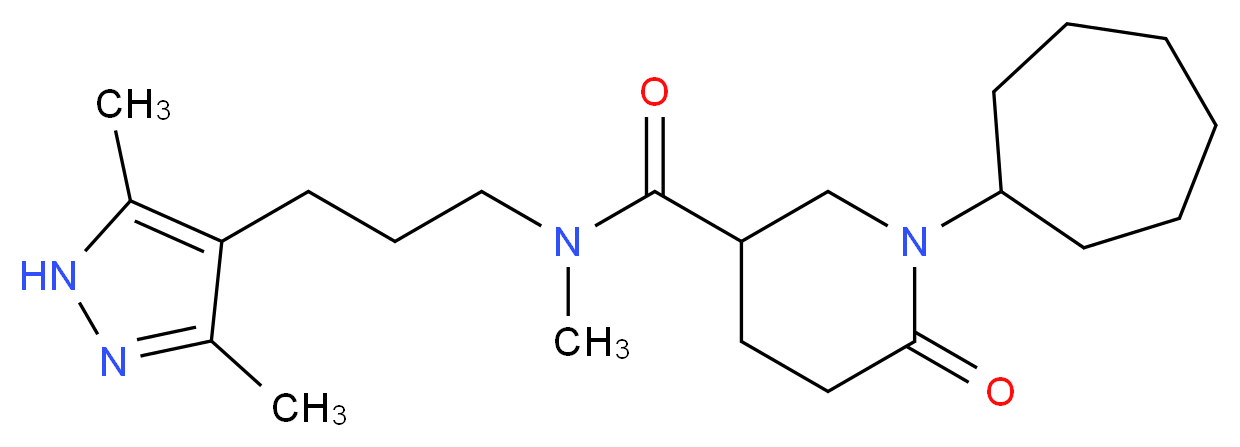 1-cycloheptyl-N-[3-(3,5-dimethyl-1H-pyrazol-4-yl)propyl]-N-methyl-6-oxo-3-piperidinecarboxamide_分子结构_CAS_)