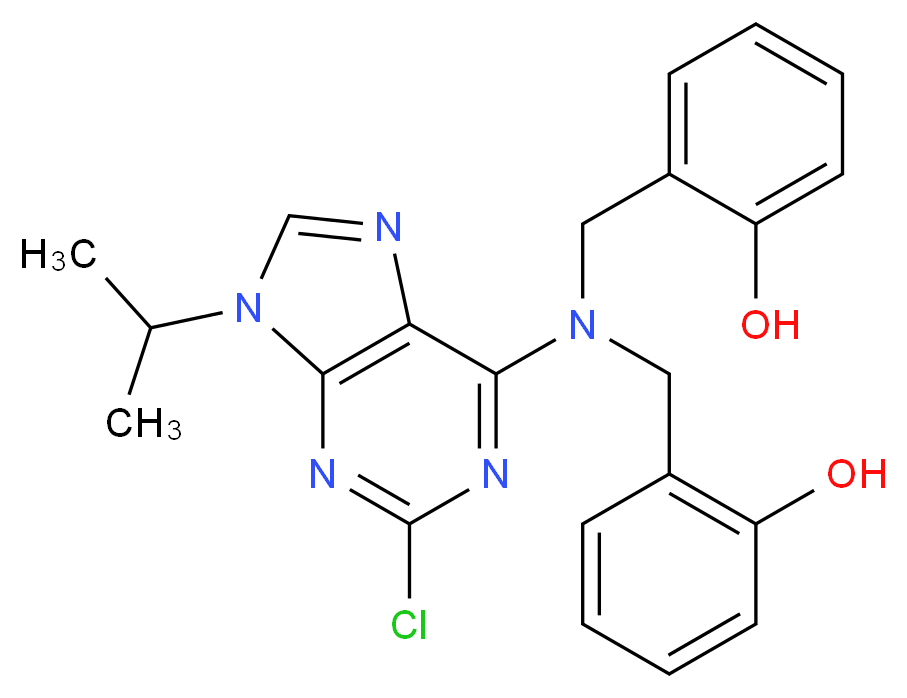 2-Chloro-6-[N,N-di(2-hydroxybenzyl)amino]-9-isopropylpurine_分子结构_CAS_1076199-83-1)