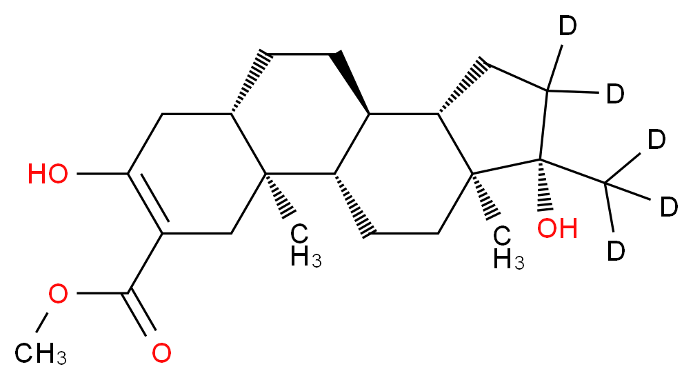 methyl (1S,2S,7S,10R,11S,14S,15S)-5,14-dihydroxy-14-(<sup>2</sup>H<sub>3</sub>)methyl-2,15-dimethyl(13,13-<sup>2</sup>H<sub>2</sub>)tetracyclo[8.7.0.0<sup>2</sup>,<sup>7</sup>.0<sup>1</sup><sup>1</sup>,<sup>1</sup><sup>5</sup>]heptadec-4-ene-4-carboxylate_分子结构_CAS_853904-67-3