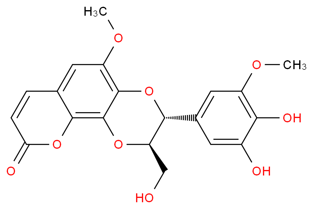 (2R,3R)-3-(3,4-dihydroxy-5-methoxyphenyl)-2-(hydroxymethyl)-5-methoxy-2H,3H,9H-[1,4]dioxino[2,3-h]chromen-9-one_分子结构_CAS_305364-91-4