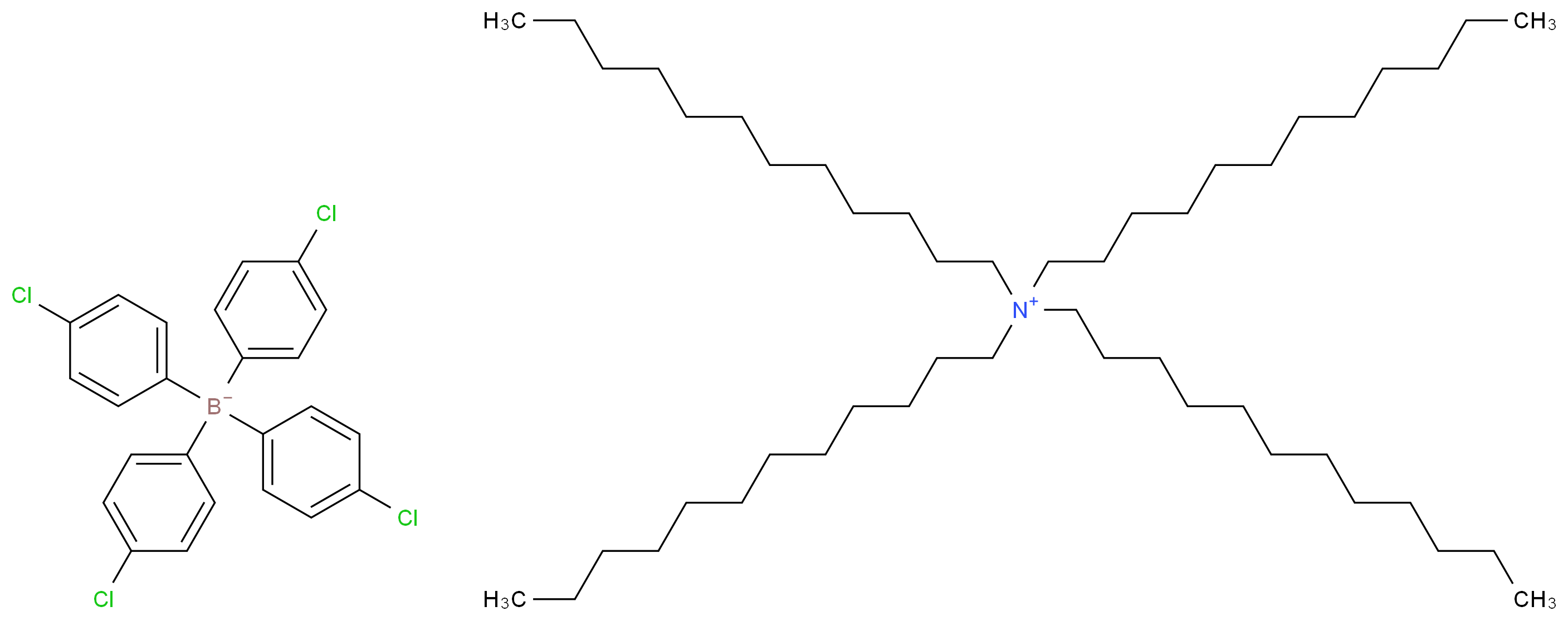 四(4-氯苯基)硼酸四(十二烷基)铵_分子结构_CAS_100581-42-8)