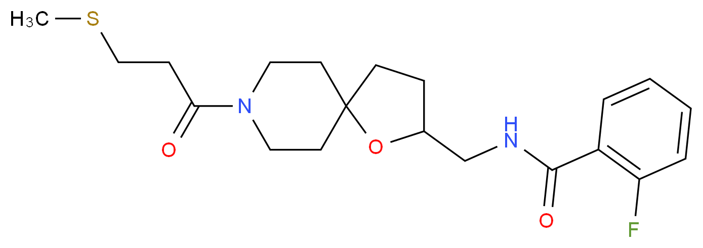 2-fluoro-N-({8-[3-(methylthio)propanoyl]-1-oxa-8-azaspiro[4.5]dec-2-yl}methyl)benzamide_分子结构_CAS_)