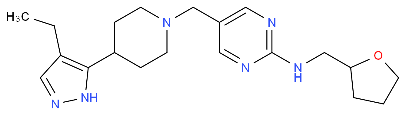5-{[4-(4-ethyl-1H-pyrazol-5-yl)piperidin-1-yl]methyl}-N-(tetrahydrofuran-2-ylmethyl)pyrimidin-2-amine_分子结构_CAS_)