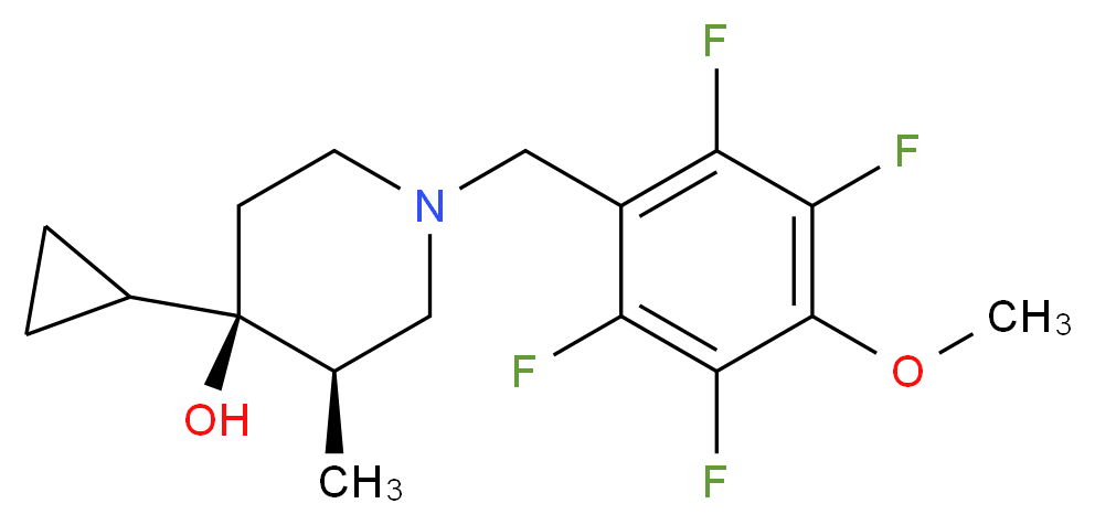 (3R*,4R*)-4-cyclopropyl-3-methyl-1-(2,3,5,6-tetrafluoro-4-methoxybenzyl)piperidin-4-ol_分子结构_CAS_)