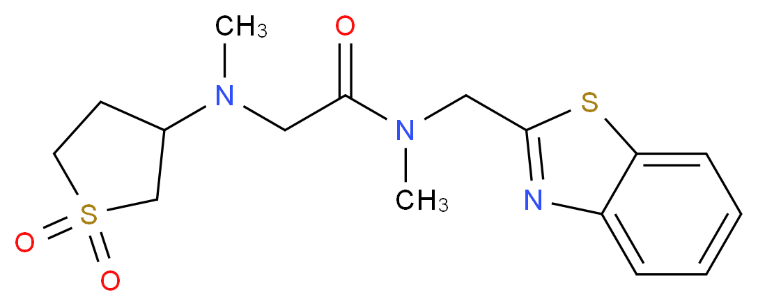 N-(1,3-benzothiazol-2-ylmethyl)-2-[(1,1-dioxidotetrahydro-3-thienyl)(methyl)amino]-N-methylacetamide_分子结构_CAS_)