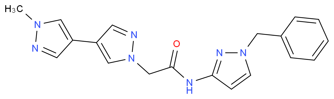 N-(1-benzyl-1H-pyrazol-3-yl)-2-(1'-methyl-1H,1'H-4,4'-bipyrazol-1-yl)acetamide_分子结构_CAS_)