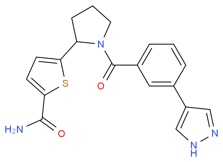 5-{1-[3-(1H-pyrazol-4-yl)benzoyl]-2-pyrrolidinyl}-2-thiophenecarboxamide_分子结构_CAS_)