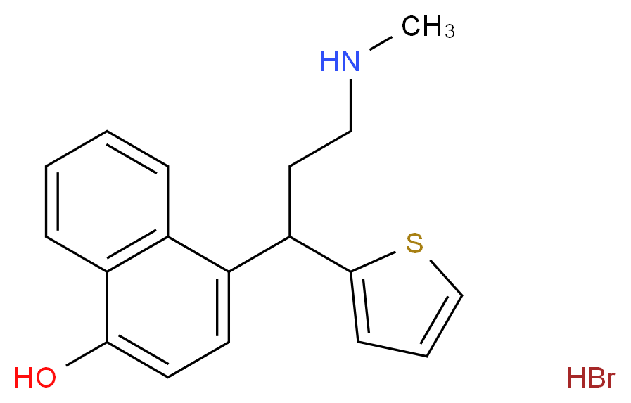 4-[3-(Methylamino)-1-(2-thienyl)propyl]-1-naphthalenol Hydrobromide (Duloxetine Impurity)_分子结构_CAS_949096-01-9)