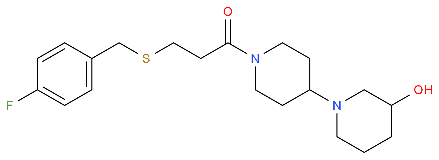 1'-{3-[(4-fluorobenzyl)thio]propanoyl}-1,4'-bipiperidin-3-ol_分子结构_CAS_)