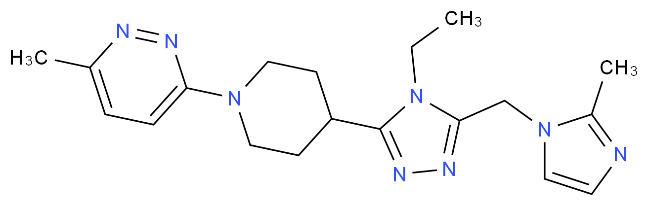 3-(4-{4-ethyl-5-[(2-methyl-1H-imidazol-1-yl)methyl]-4H-1,2,4-triazol-3-yl}piperidin-1-yl)-6-methylpyridazine_分子结构_CAS_)