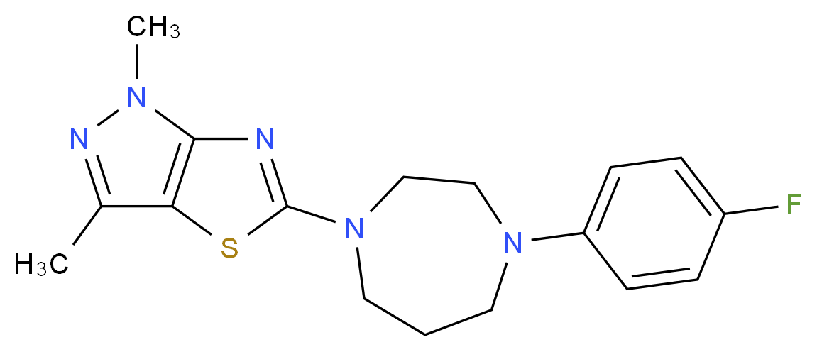 5-[4-(4-fluorophenyl)-1,4-diazepan-1-yl]-1,3-dimethyl-1H-pyrazolo[3,4-d][1,3]thiazole_分子结构_CAS_)