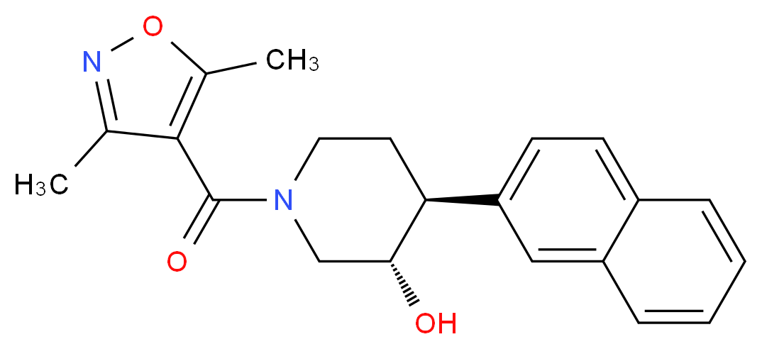 (3S*,4S*)-1-[(3,5-dimethylisoxazol-4-yl)carbonyl]-4-(2-naphthyl)piperidin-3-ol_分子结构_CAS_)