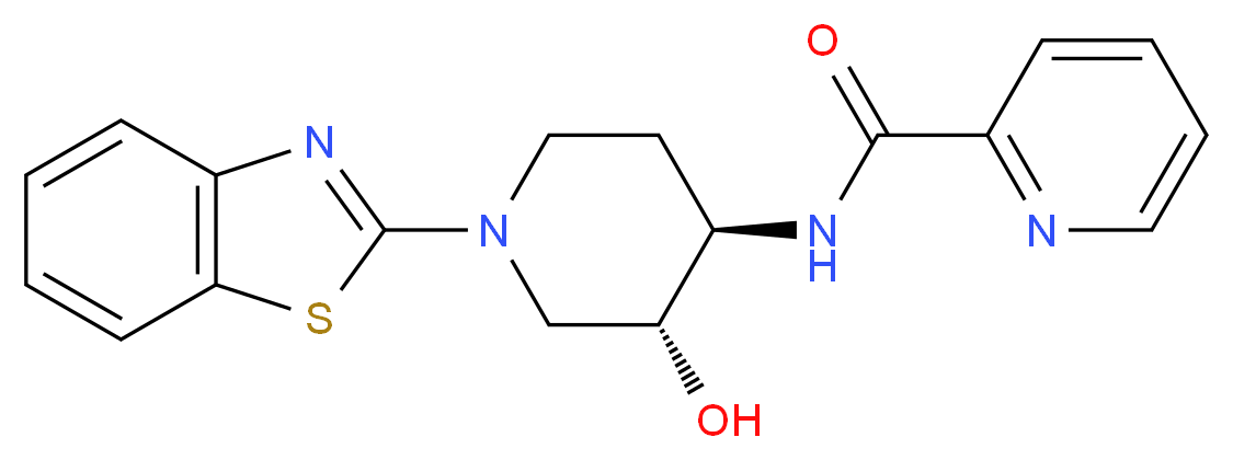 N-[(3R*,4R*)-1-(1,3-benzothiazol-2-yl)-3-hydroxypiperidin-4-yl]pyridine-2-carboxamide_分子结构_CAS_)