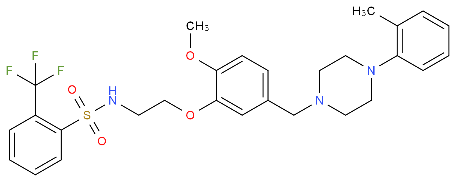 N-[2-(2-methoxy-5-{[4-(2-methylphenyl)-1-piperazinyl]methyl}phenoxy)ethyl]-2-(trifluoromethyl)benzenesulfonamide_分子结构_CAS_)