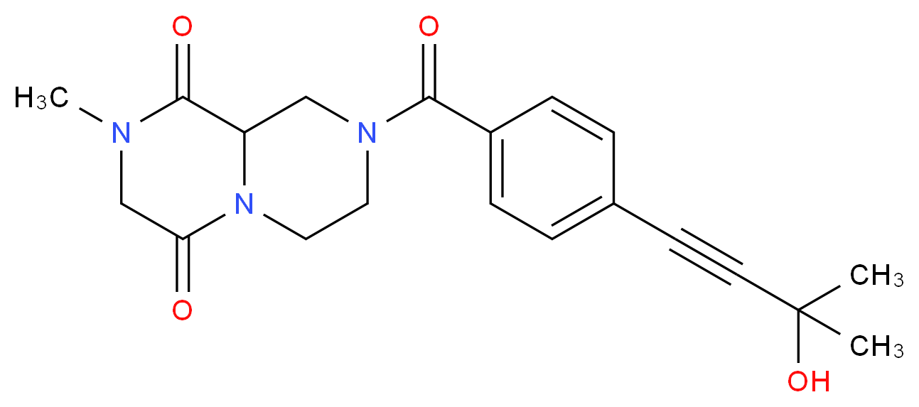 8-[4-(3-hydroxy-3-methylbut-1-yn-1-yl)benzoyl]-2-methyltetrahydro-2H-pyrazino[1,2-a]pyrazine-1,4(3H,6H)-dione_分子结构_CAS_)