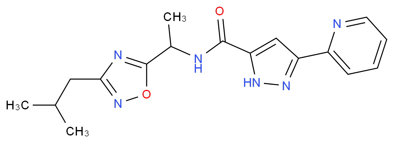 N-[1-(3-isobutyl-1,2,4-oxadiazol-5-yl)ethyl]-3-pyridin-2-yl-1H-pyrazole-5-carboxamide_分子结构_CAS_)