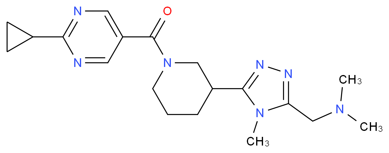 1-(5-{1-[(2-cyclopropylpyrimidin-5-yl)carbonyl]piperidin-3-yl}-4-methyl-4H-1,2,4-triazol-3-yl)-N,N-dimethylmethanamine_分子结构_CAS_)
