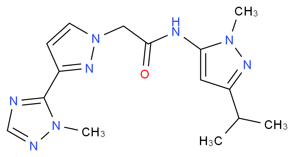 N-(3-isopropyl-1-methyl-1H-pyrazol-5-yl)-2-[3-(1-methyl-1H-1,2,4-triazol-5-yl)-1H-pyrazol-1-yl]acetamide_分子结构_CAS_)
