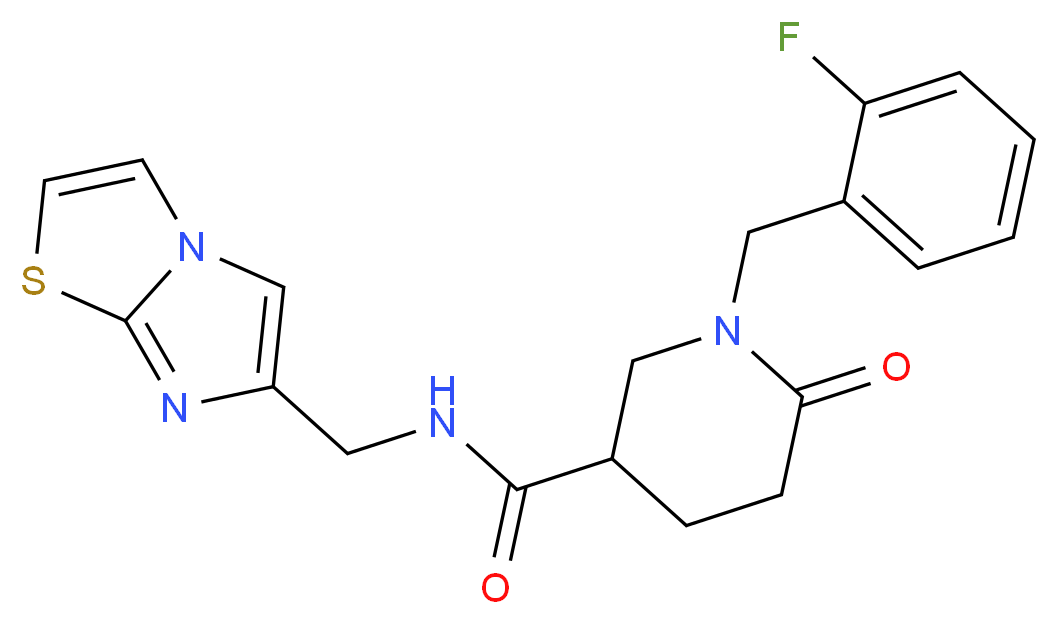 1-(2-fluorobenzyl)-N-(imidazo[2,1-b][1,3]thiazol-6-ylmethyl)-6-oxo-3-piperidinecarboxamide_分子结构_CAS_)