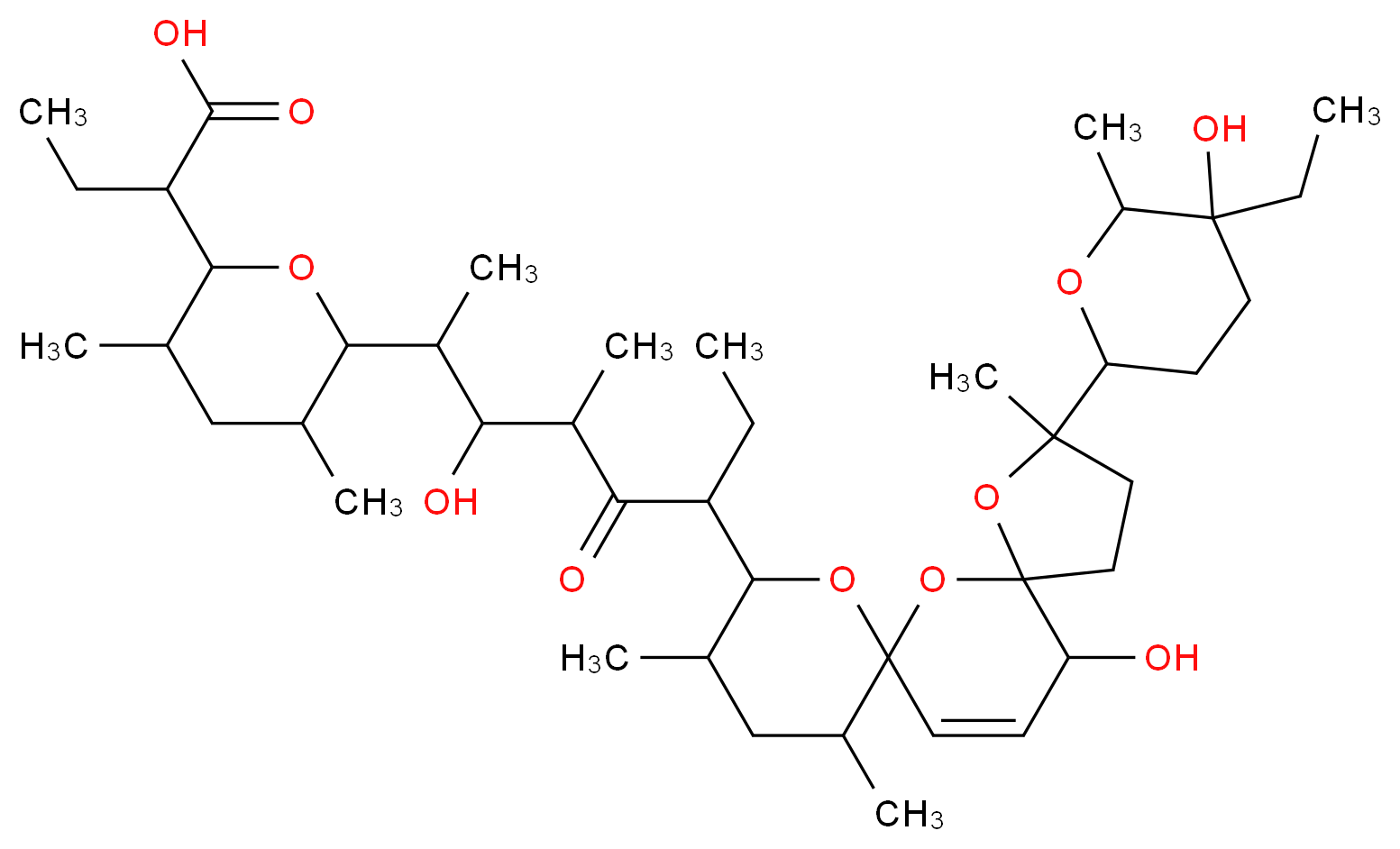 Narasin from Streptomyces auriofaciens_分子结构_CAS_55134-13-9)