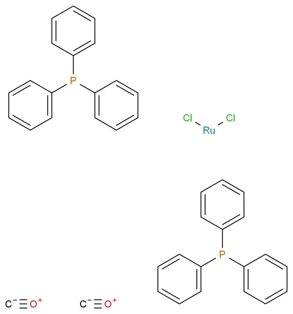 dichlororuthenium; bis(methanidylidyneoxidanium); bis(triphenylphosphane)_分子结构_CAS_14564-35-3