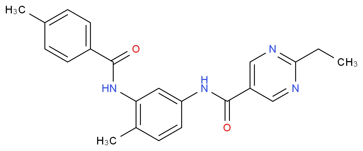 2-ethyl-N-{4-methyl-3-[(4-methylbenzoyl)amino]phenyl}pyrimidine-5-carboxamide_分子结构_CAS_)