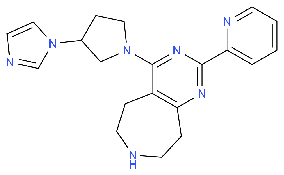 4-[3-(1H-imidazol-1-yl)pyrrolidin-1-yl]-2-pyridin-2-yl-6,7,8,9-tetrahydro-5H-pyrimido[4,5-d]azepine_分子结构_CAS_)