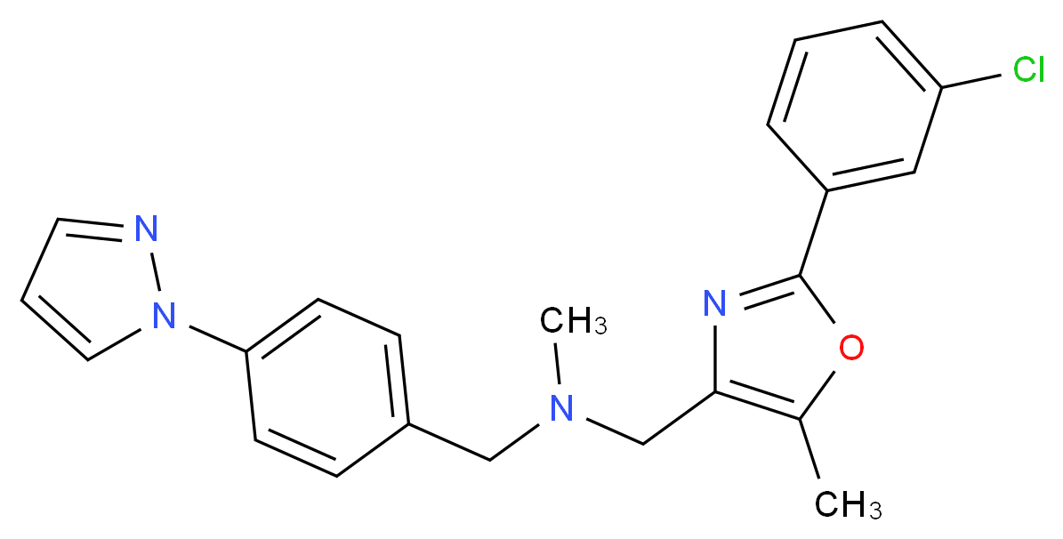 1-[2-(3-chlorophenyl)-5-methyl-1,3-oxazol-4-yl]-N-methyl-N-[4-(1H-pyrazol-1-yl)benzyl]methanamine_分子结构_CAS_)